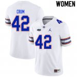 Women's Florida Gators #42 Quaylin Crum NCAA Nike White Authentic Stitched College Football Jersey JSW2362LL